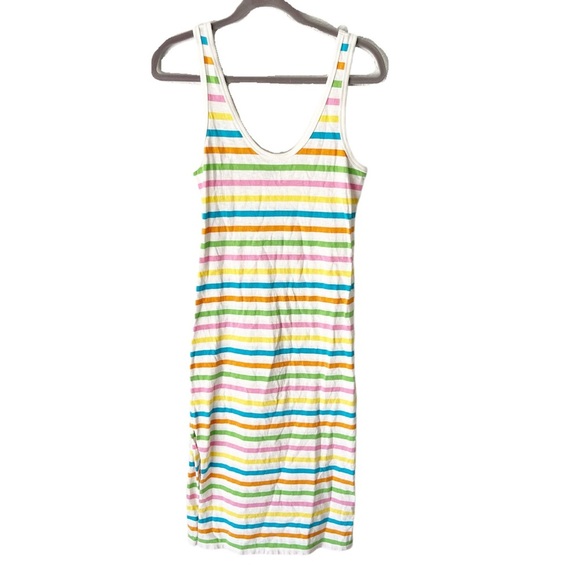 J. Crew Dress Women's Small Rainbow Stripe Scoop Neck Side Slit AL057 - Picture 8 of 9